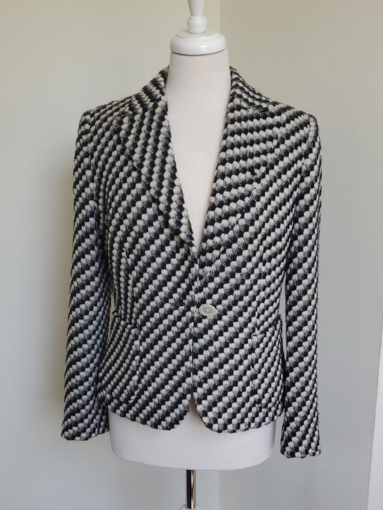 Rena Lange Jackets & Blazers - EUC Rena Lange Wool Blazer In Black/White Check Size 10